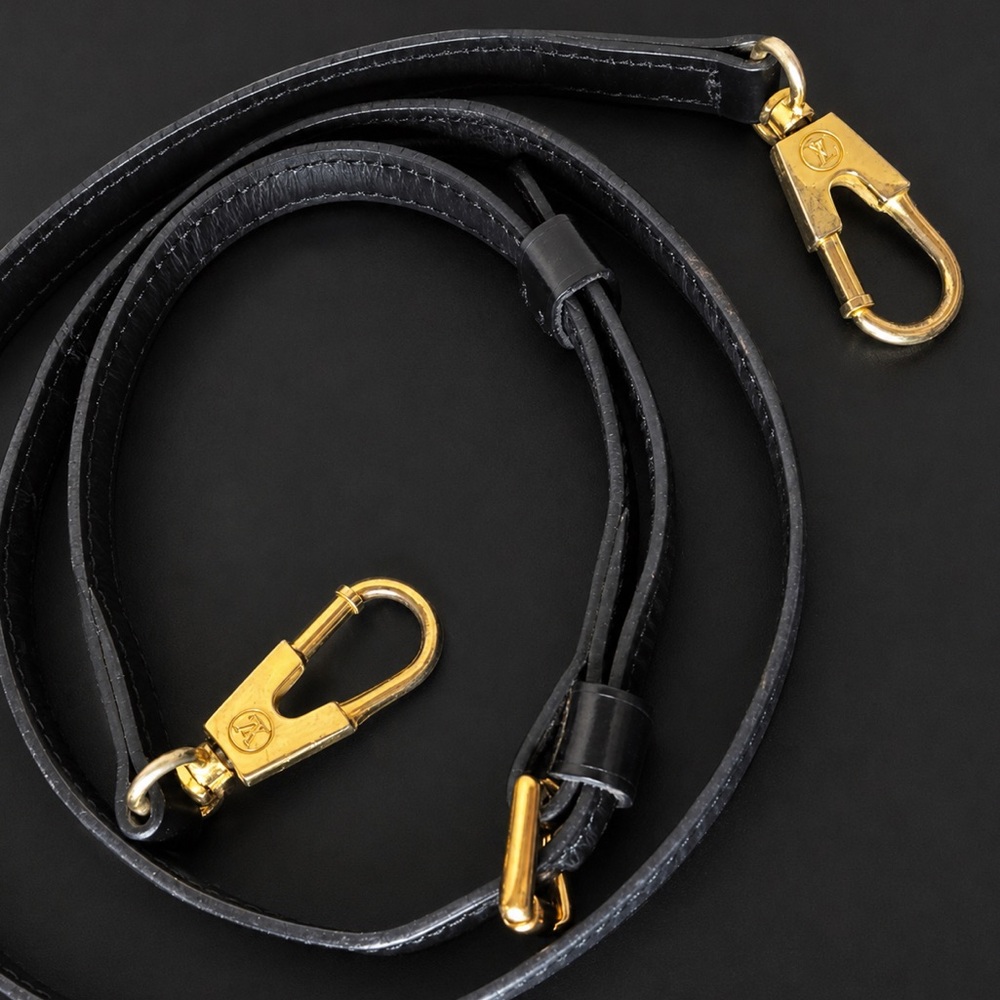 LOUIS VUITTON Adjustable Black Leather Strap with Gold Hardware - Picture 16 of 16